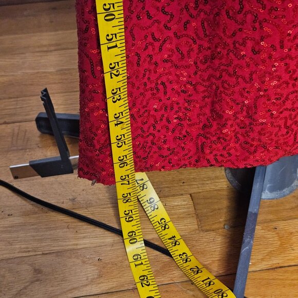 Womans  B. Darlin holiday festival babydoll racerback red sequin bodycon maxi - Picture 7 of 11